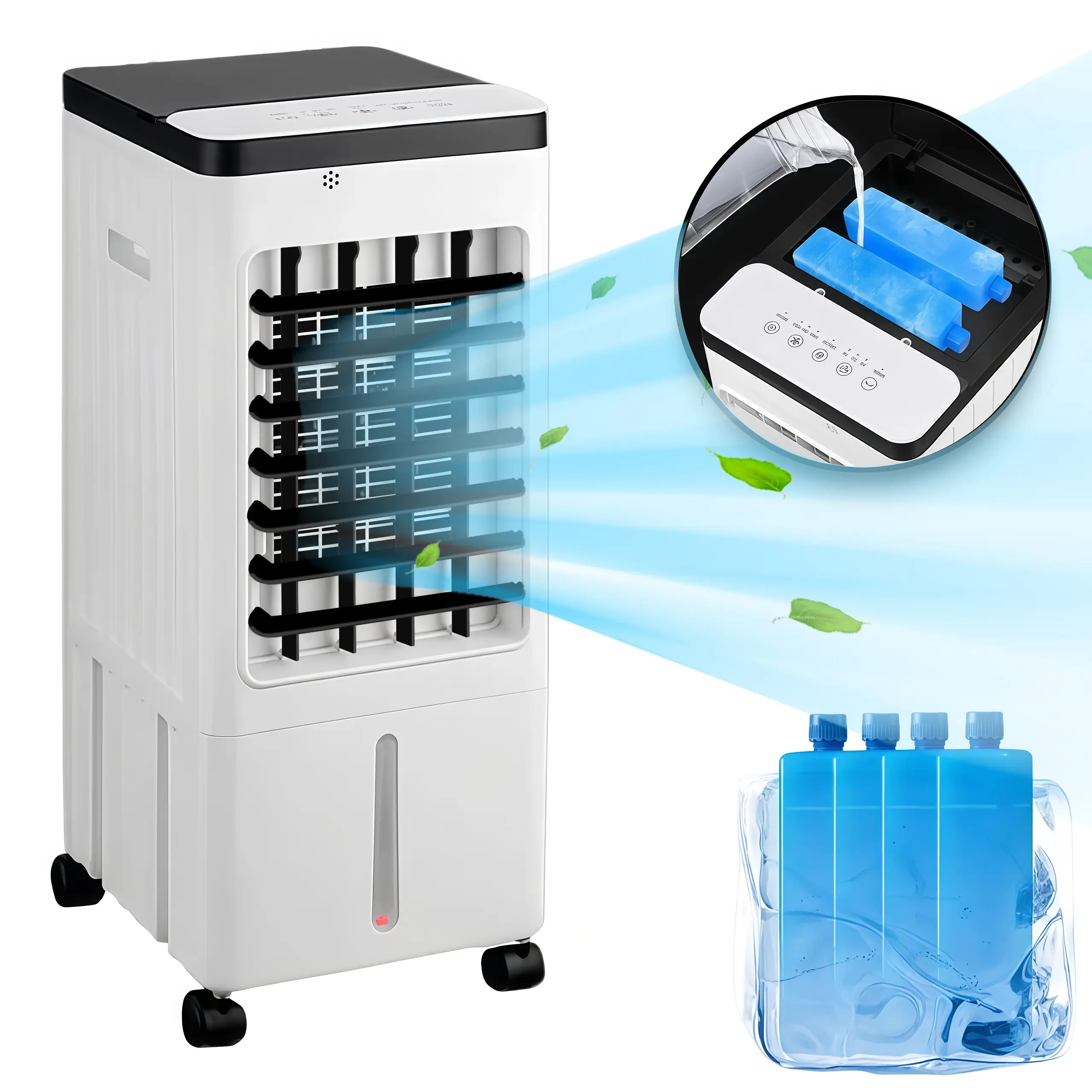 Portable Air Conditioner Fan,3-IN-1 Windowless Portable Air Conditioner,Oscillation Swamp Cooler and Humidification-Includes Ice Packs-12 Hour Timer&R