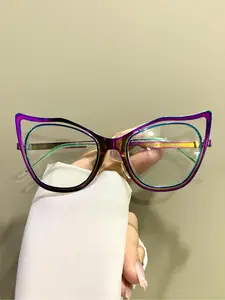 Fashionable Cat Eye Frame Eyeglasses, Trendy Casual Eyeglasses for Women & Men, Fashion Eyeglasses for Work, Daily Clothing Decor, for Student Daily Use