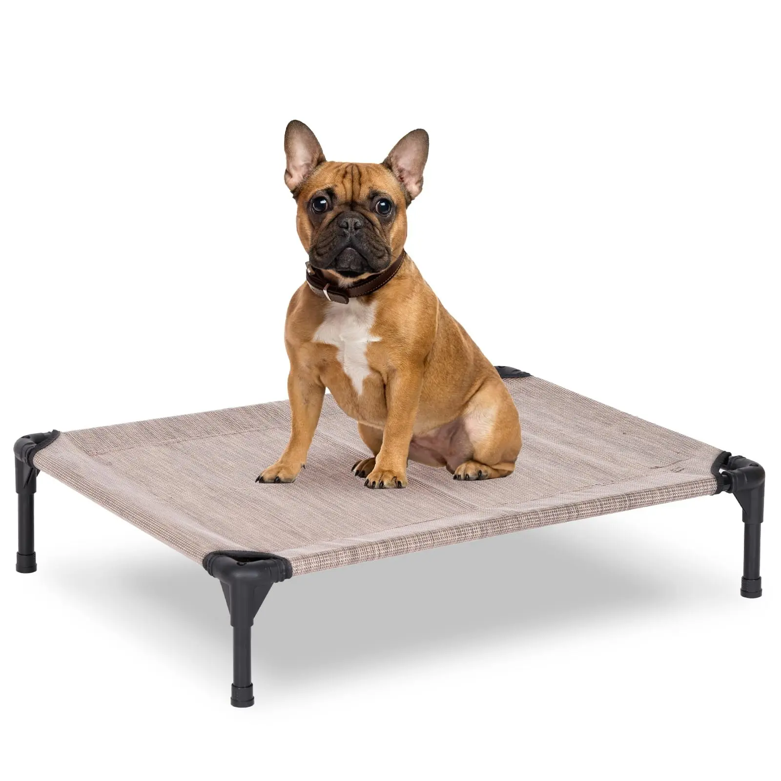 Elevated Dog Bed for Small Dogs, Raised Dog Cot Fits Up to 150 LBs, Heavy Duty Pet Cots with Durable Supportive Teslin Recyclable Washable Mesh, Indoor & Outdoor Pet Bed
