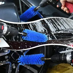 Car Wheel Cleaning Brush, Rim Cleaner Brush, 1pc Drill Brush Attachment for Cleaning, Highly Dense and Durable Car Cleaning Brush for Wheels, Rims, Engines, Exhaust, Bottle, Car Detailing Brushes