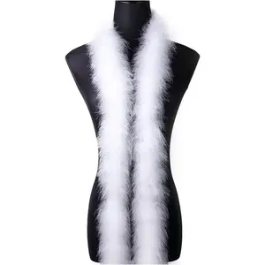 2 Yards 22g White Fluffy Marabou Feather Boa for DIY Craft Sewing Trim Home Wedding Party Christmas Decoration