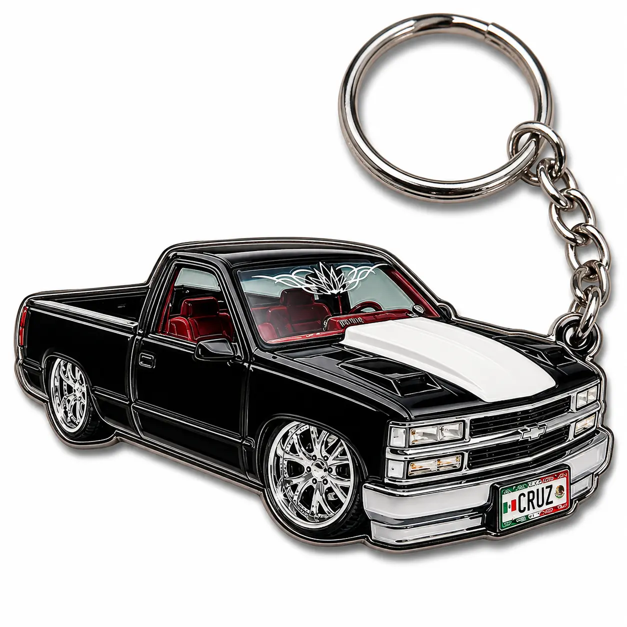 Custom Black Pickup Car Keychain, Street Vehicle Accessory, Gift for Car Enthusiasts