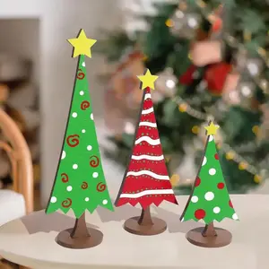 Grinch Christmas Wooden Tree Set (3 Pieces), Perfect for Home Office Decor, Rustic Style Centerpiece, Room Decoration or Gifts
