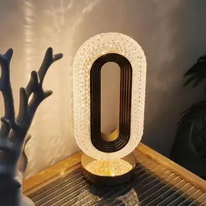 Portable Artificial Crystal Table Lamp, Desk Lamp, USB Rechargeable 3-Color-Changing Touch Control Night Light, Bedside Lamp, Decorative Light For Home Living Room Bedroom