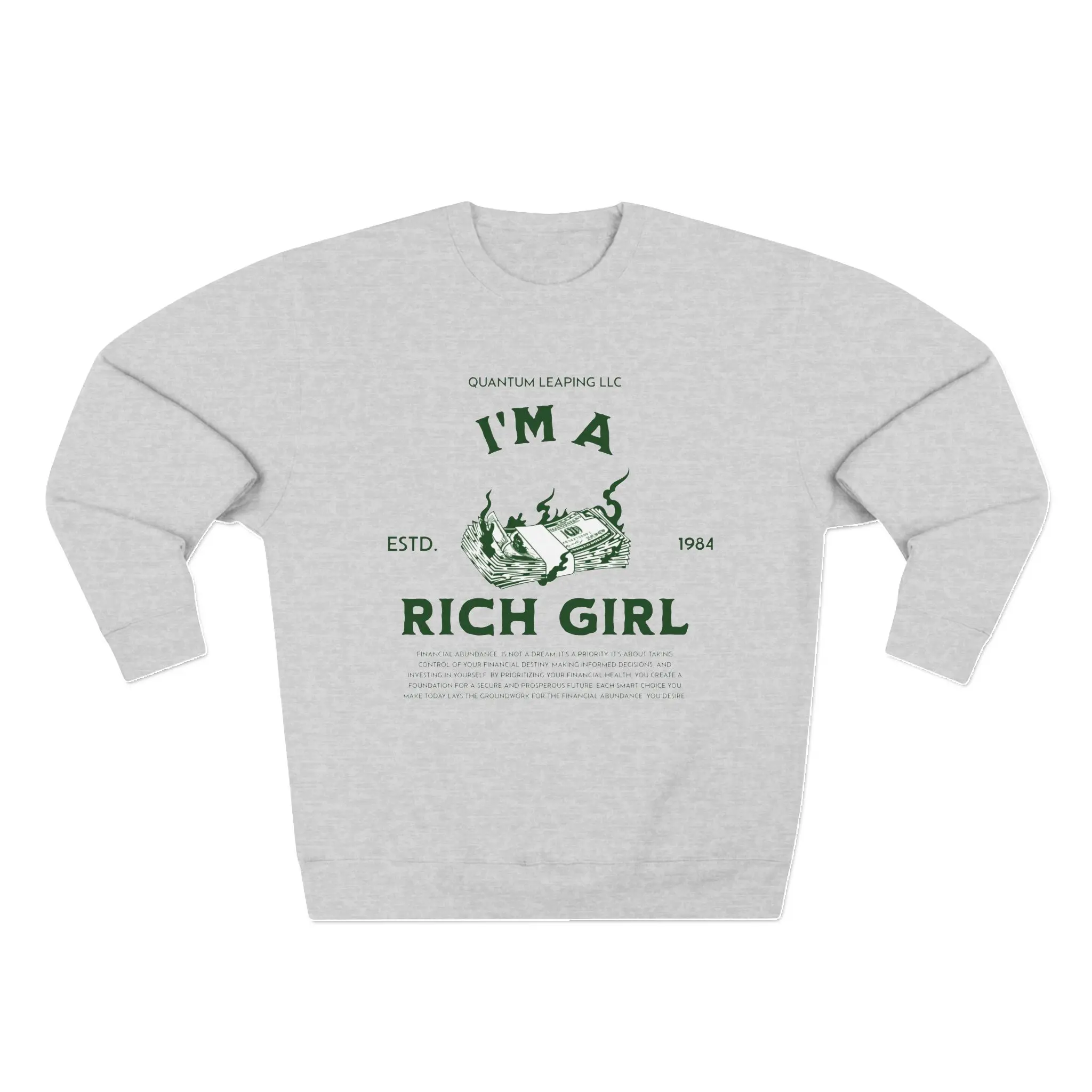Rich Girl Crewneck Sweatshirt, Wealthy Girl Sweater, Unique Gift for Her, Luxury Clothing, Trendy Pullover, manifesting sweatshirt