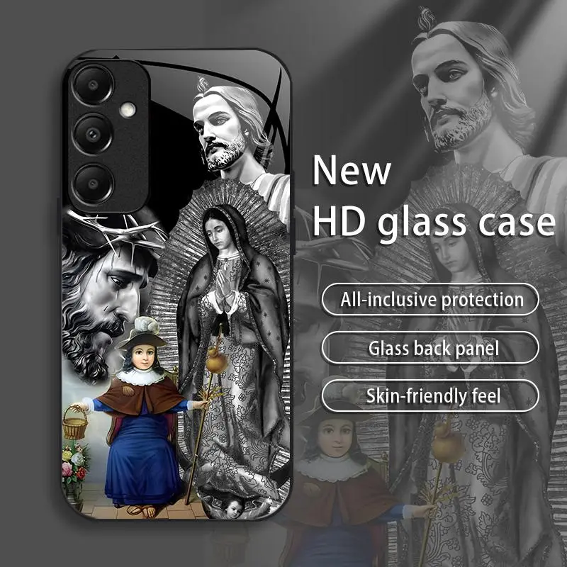Suitable for [Galaxy A15] Jesus New stylish high quality glass protective case affordable anti-drop anti-fingerprint-888