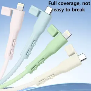 4 Set Charging Cable Protector Sleeves, Anti-Break Data Line Organizer, USB-C Compatible for Laptops Tablets Phones