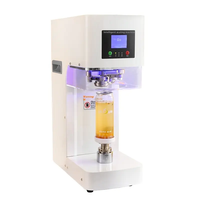 Commercial Soda Can Sealer - 2.4-6.7 inch Height Adjustable, Automatic Can Sealer for Aluminum and Plastic Cans - White