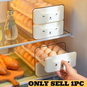 PrimPick 1pc18/36 drawer egg rack, transparent rectangular stackable egg box, kitchenware, Refrigerator Storage