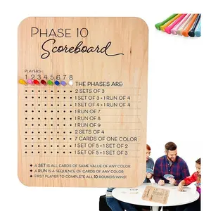 Wooden Scoreboard with 8 Colorful Pins, Ideal for Card Games, Home Use, Adult Scoring, Round Tracker, Perfect for Gaming Enthusiasts