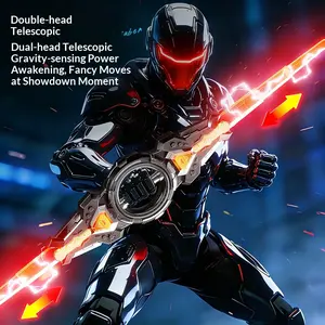 "Fire Whirlwind" Dual-Blade Lightsaber — Children's Toy Sword for Boys: Double-Headed, Retractable, Bearing-Spinning, Light-Up Laser Sword