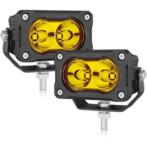 Yellow LED Pods 3 Inch 40W Spot Offroad Driving Light Pods Yellow Bumper Fog lights Waterproof Amber Mini LED Pod Light 2PCS for Truck Motorcycle UTV ATV Boat