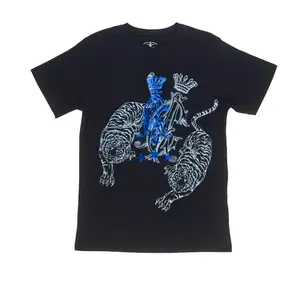 CA Tiger Tee - 100% Cotton Menswear Tshirt with Metallic Details and Screen-printed Logo for All Seasons Streetwear