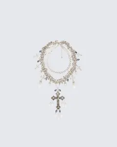 Salwa Silver Multi Crucifix Necklace