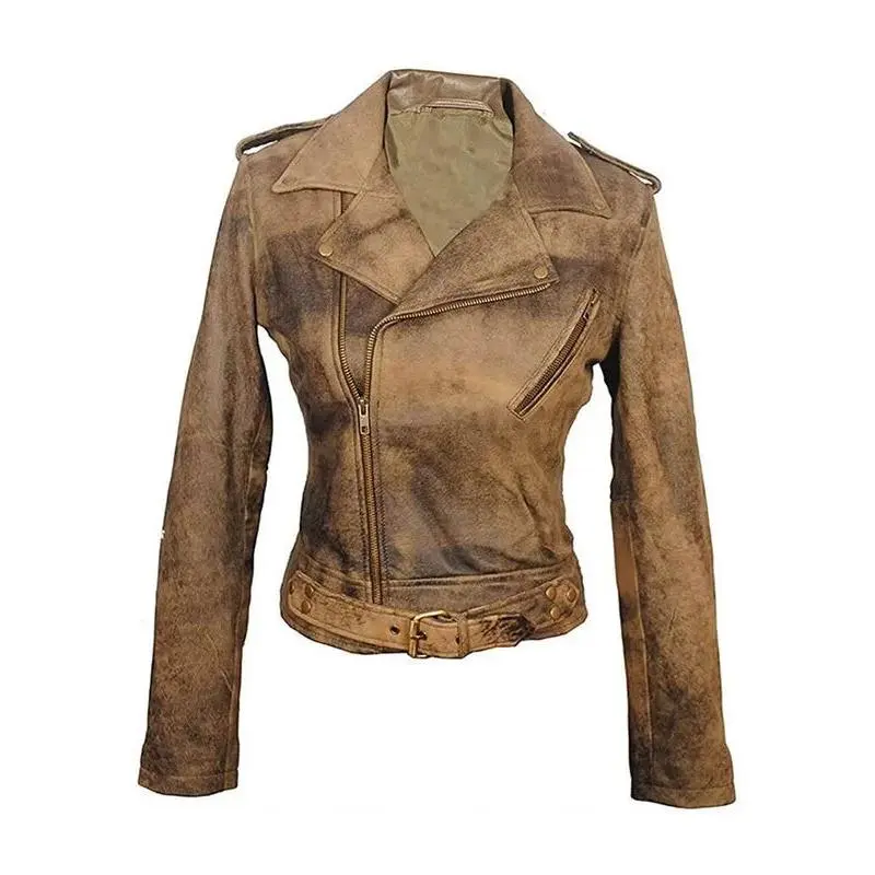 Women’s Distressed Brown Leather Jacket