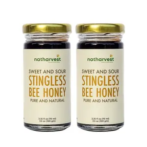 Natharvest Stingless Bee Honey Meliponini 3.5 oz (100 grams) PACK OF 2 - Natural Sweet and Sour Flavor