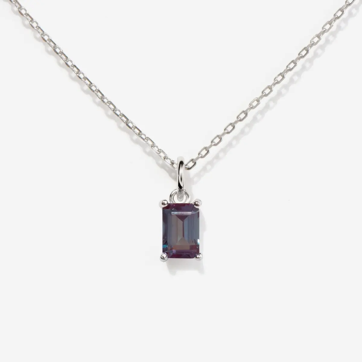 Birthstone Alexandrite Silver Necklace - June