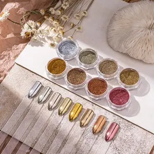 Metallic Glitter Dip Powder Nail Art Powder Set, 8 Counts/set Metallic Finish Nail Powder, Professional Nail Art Kit for Women & Girls