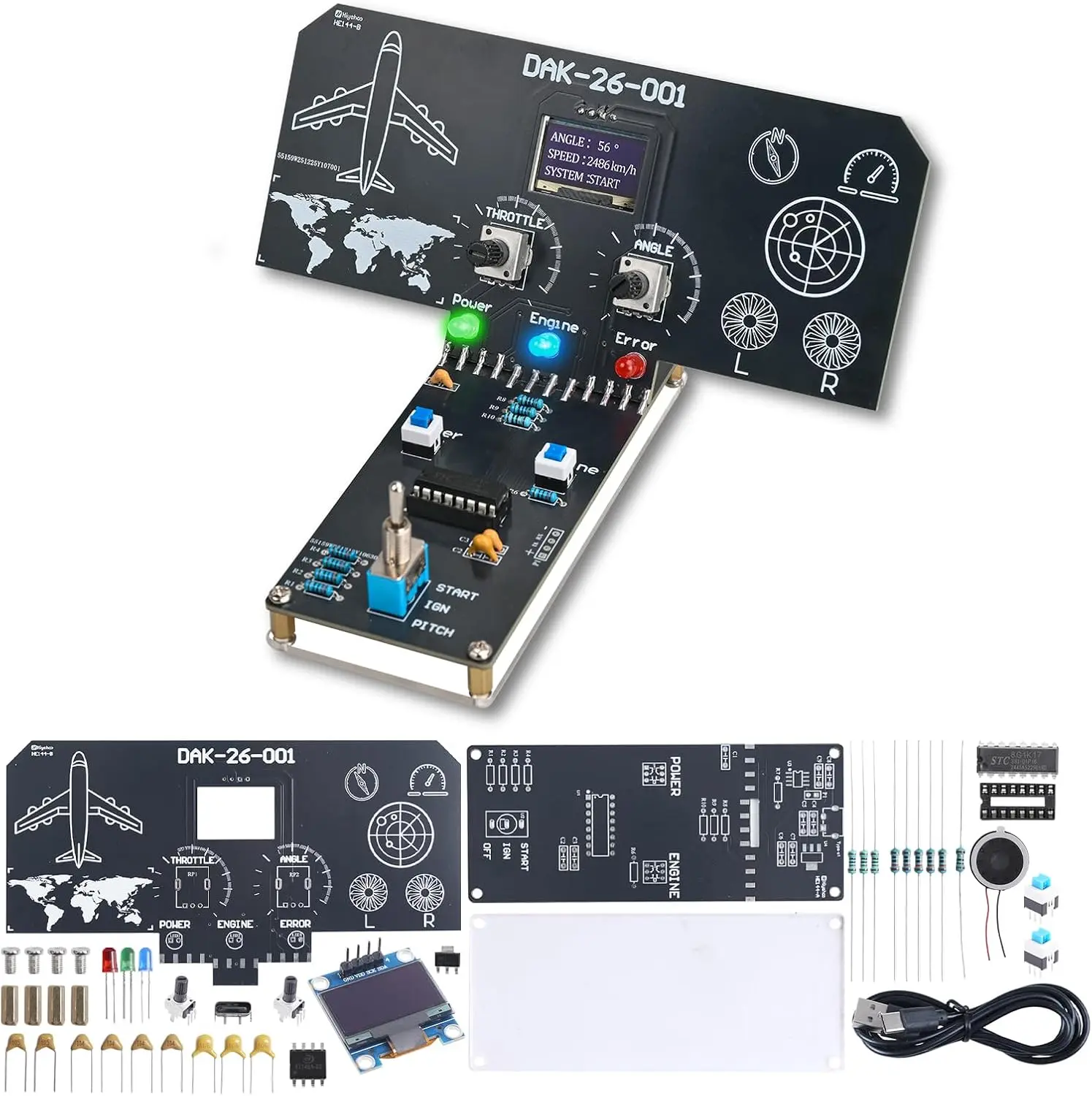 Soldering Practice STEM Electronics Learning Kit with LCD Display, Sound Effects, LED Indicators for DIY Flight Simulator Console Projects, Teens & School Use (Tools & Hardware Soldering Equipment)