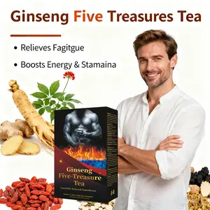 Five Treasures Herbal Kidney Tea Formula with Ginseng Tea Bags for Kidney Cleanse Detox Repair & Support Vegan-Friendly Natural Daily Detox Tea with Goji Ginseng Red Date Mulberry Maca