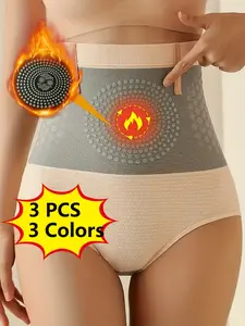 3-Pack High-Waisted Belly Control Underwear, Seamless Soft Fabric, Postpartum Support, Waist Shaping, Butt Lifting, All Seasons