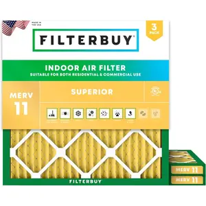 Filterbuy 16x16x1 Air Filter (3-Pack), Pleated MERV 11 Allergen Defense HVAC AC Furnace Air Filters (Actual Size: 15.75 x 15.75 x 0.75 Inches)