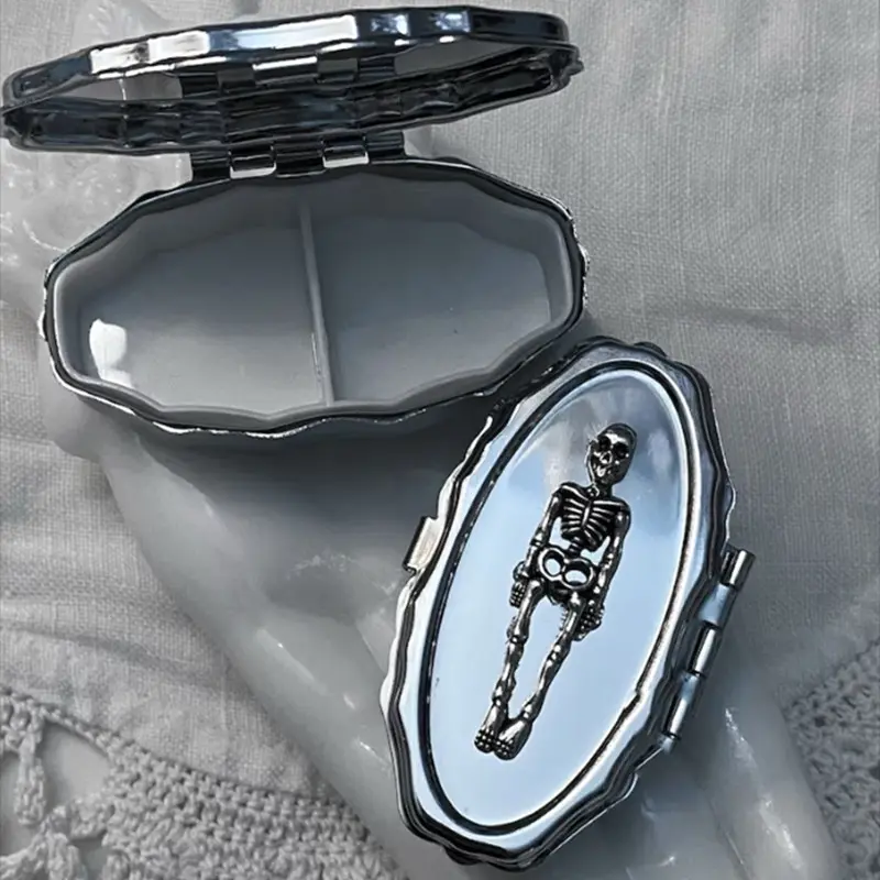 Gothic Skeleton Pill Organizer, Medical Organizer, Portable Vitamin Organizer, Stylish Storage Solution for Pills & Medications, Perfect Gift for Gothic Lovers, Healthcare Aid