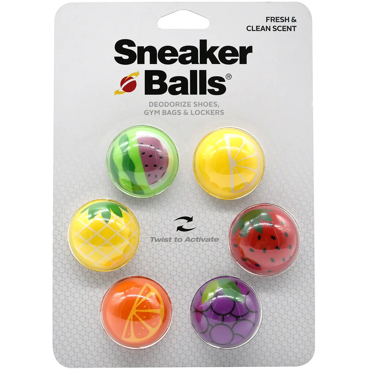Sneaker Balls Shoe Deodorizing Accessory, 6-Pack Fruit-Scented Freshener Balls for Gym, Locker, and Bags, Gym, Locker, Shoe Deodorizing, Footwear