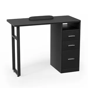 Manicure Table Nail Tech 3 Storage Drawers Wrist Cushion Professional Nail Station Salon Pub