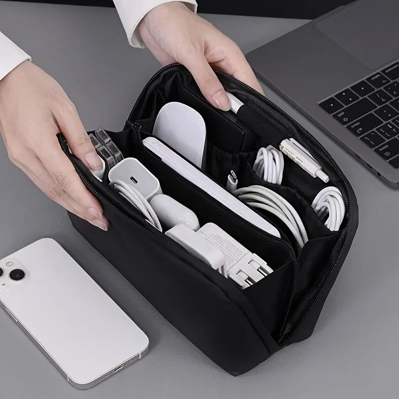 Digital Organizer Storage Bag, Portable Travel Digital Organizer, Multi Grid Storage Bag for Charging Cables, Camera Accessories, USB Drive, Tech Accessories Pouch, Travel Organizers, Travel Essentials
