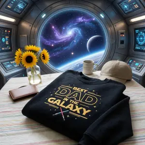 Embroidered Best Dad in the Galaxy Sweatshirt, Movie Dad Crewneck, Magical Land Shirt, Father's Day Gift, Magic Kingdom Outfi