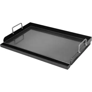 25 "x 16" nano ceramic non stick coating barbecue grill, suitable for gas barbecue grills, cast iron barbecue grills, suitable for charcoal, gas barbecue grills, camping, flat top panel inserts, with grease groove and detachable handle