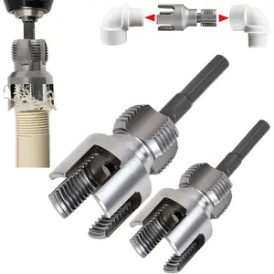 Integrated Internal and External Pipe Threading Tool, 1/2 Inch 3/ 4inch PVC Pipe Threading Tool Kit, Compatible with Electric Drill for Reseaming, Plastic Pipe Dual-Function Thread Cutter