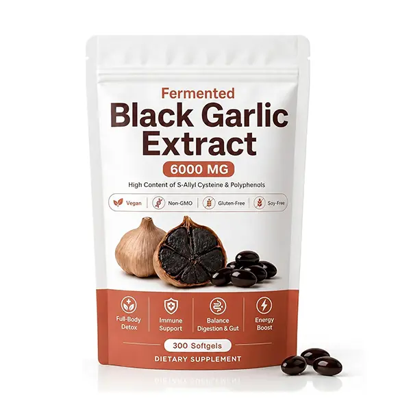 Black Garlic Extract Softgels, Odorless Aged Garlic Supplement for Immune, Digestive & Gut Health Support, Natural Antioxidant Formula, Vegan, Non-GMO, 300 Softgels