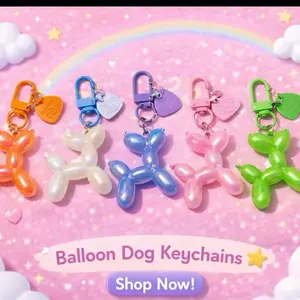 6 Cute Balloon Dog Keychains Perfect for Daily Use or Gift Ideas - Adorable & Colorful Design