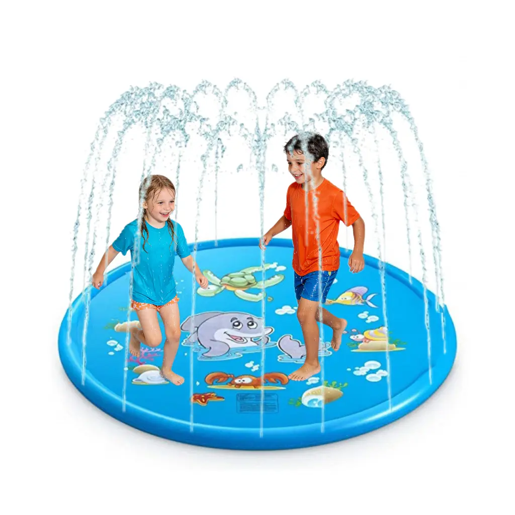 Inflatable Sprinkler Water Play Mat - Easy-to-Inflate Outdoor Toy, Water Fun Splash Pad Paddling Pools for 3-6 Years Kids