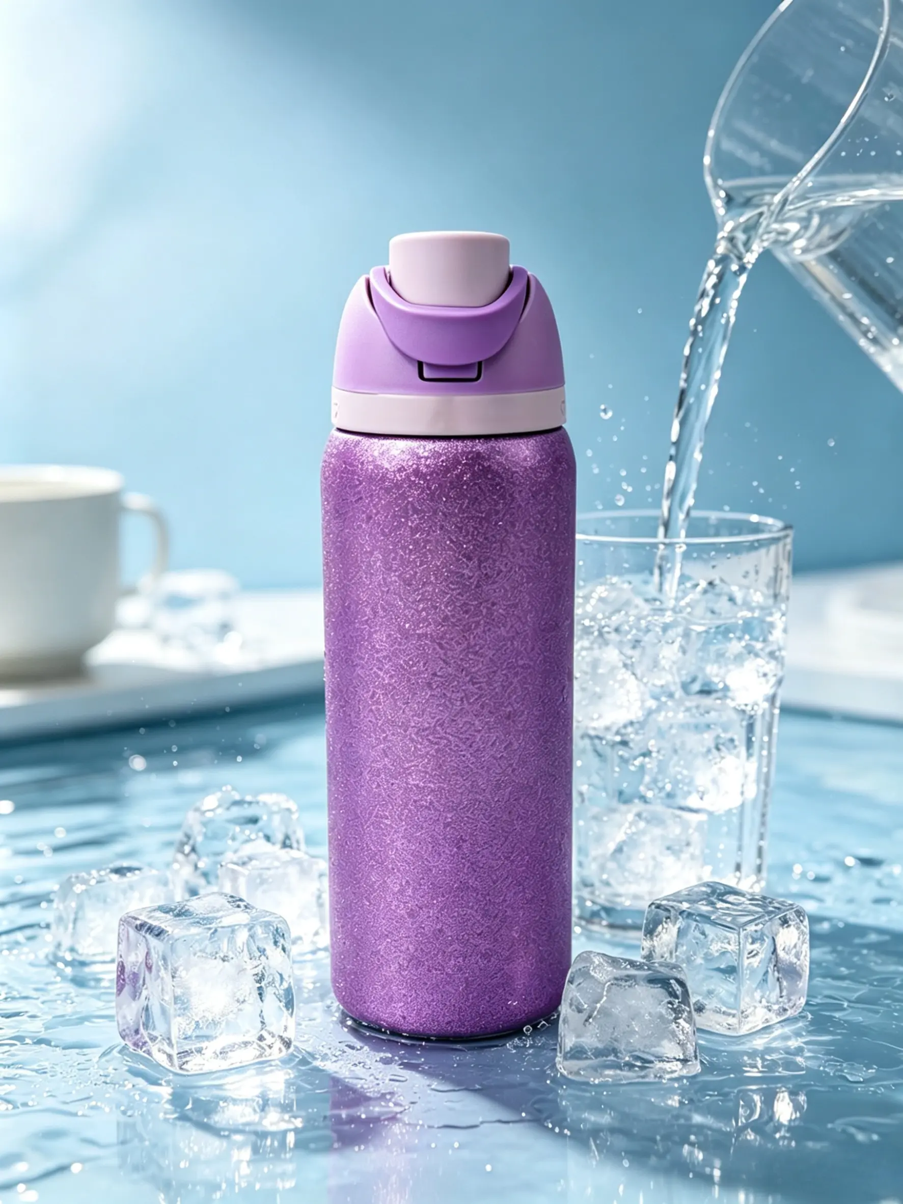 Owala 32oz Shimmery Purple Glitter Insulated Water Bottle - 2-Tone Flip-Top Leak-Proof Vacuum Flask for Teens & Women Daily Use (Kitchenware, Drinkware)