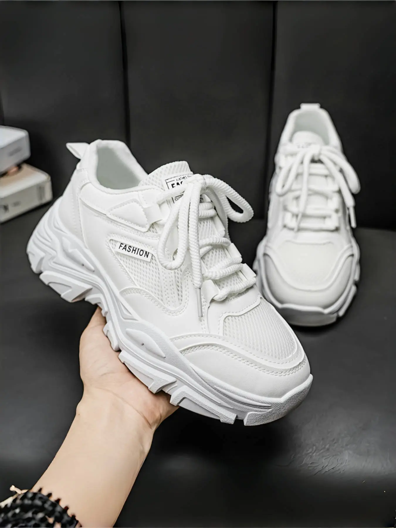 Men's Height-Increase Fashion Shoes | Air-Cooled Knit Design | Modern Classic White Sneakers, Thick Sole Sneakers, Casual Sneakers