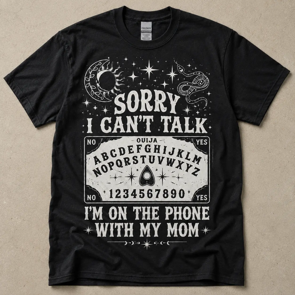 Sorry I Can't Talk I'm On The Phone With My Mom Ouija Board T-Shirt women's shirts Tropical Streetwear Top Menswear Tshirt