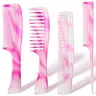 Unisex 4-Piece Family Hair Styling Combs Set - Rat Tail, Wide Tooth, Fine Tooth, Dual Ended Plastic Bristles Combs, Long-Lasting, Anti-Frizz, Wet/Dry Use, Daily Care for All Hair Types Including Damaged (Pink)