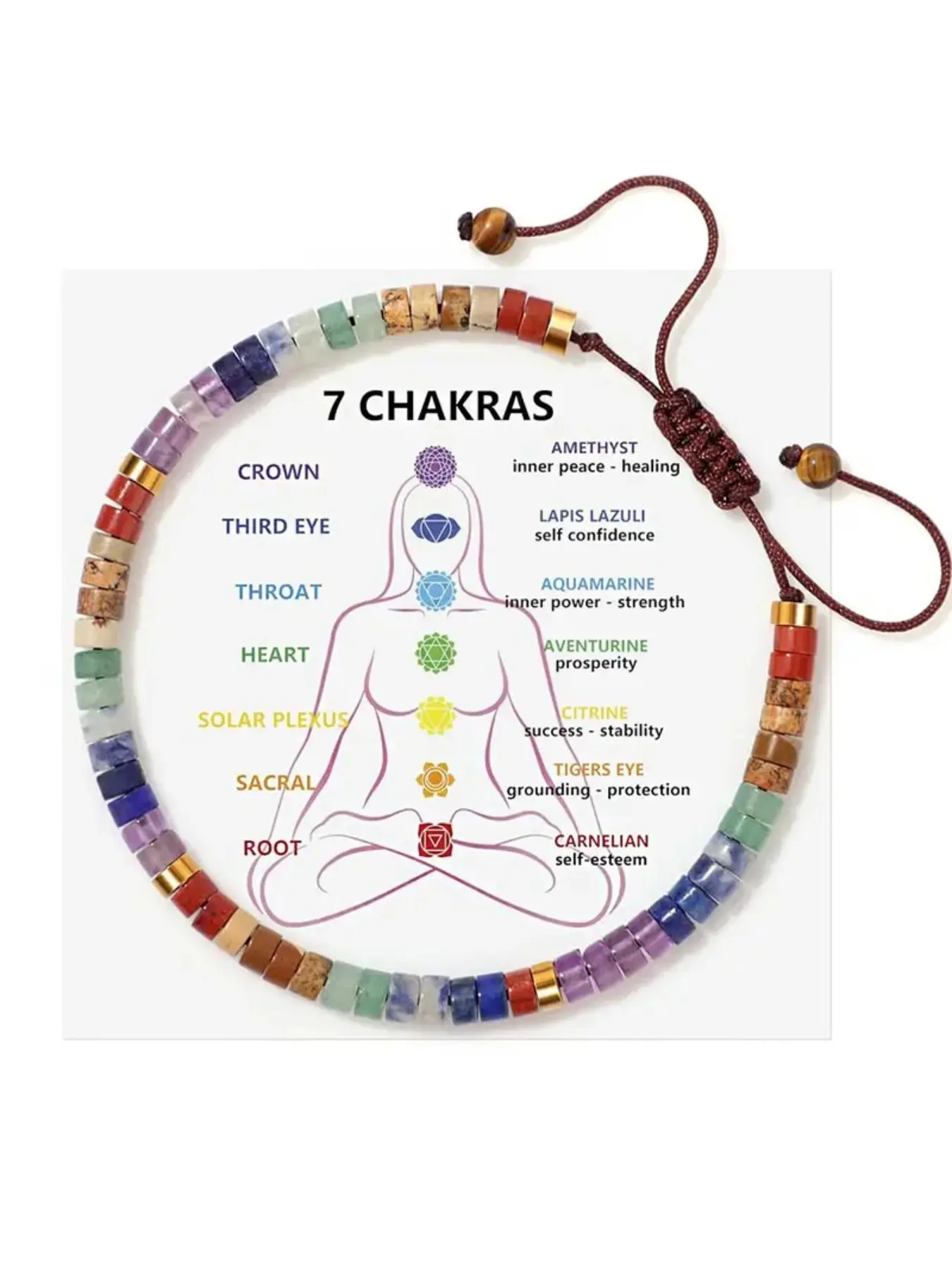 Boho Women's Chakra Bracelet, Crystal and Healing Stone, 7 Chakra Crystals, Anxiety Relief, Meditation, Daily Wear, Emotional Support, Crystal Bracelets