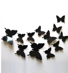 12pcs 3D Butterfly Mirror Wall Stickers, Butterflies Wall Decal Removable DIY Wall Art Party Wedding Decor For Home Decorations, Stickers