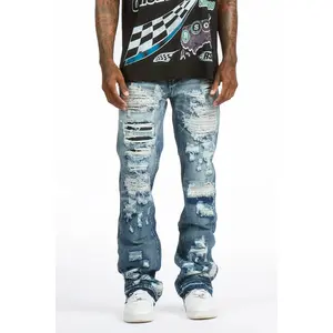 Mathey Medium Blue Rhinestone Stacked Fit Jean