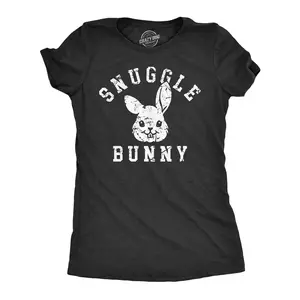 Womens Cute T Shirts Snuggle Bunny Easter Sunday Graphic Tee for Ladies Funny Womens T Shirts Cute Vintage Fashion Casual Ladies T-Shirt Gift Funny Animal Top Women's Novelty Tees Black -