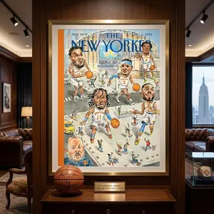 The New Yorker Magazine Cover December 2024 Poster - No Frame, Championship Team Poster, Basketball Fan Decor, Knicks Finals Trophy Print