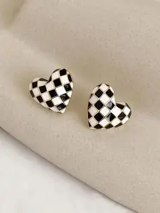 Heart-Shaped Board Design Earrings, Fashionable Women's Jewelry Gift, All-Season Casual Style, Plain Pattern, Alloy Material, Heart Stud Earrings