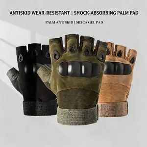 Men's Tactical Fingerless Gloves - Anti-Skid Wear-Resistant for Outdoor Fitness, Hiking & Cycling