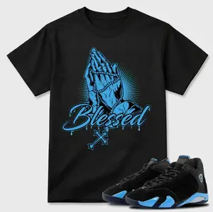 University Blue 14s Matching Shirt, University Blue 14 Sneaker Outfit Tee, Soft 100% Cotton Graphic T-Shirt, Casual Unisex Cotton, Menswear Top