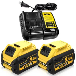 9.0Ah Flexvolt Lithium Ion Cordless Tool Batteries & Charger for DeWalt Flexvolt System - Direct Replacement for DCB609, DCB606 Series, 20V/60V High Capacity Energy Efficient