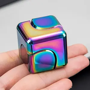 Multifunction Durable Square Toy, Neon Puzzle Cube Metal Rotate Cube, Artificial Fidget Spinner, Anti Stress Edc Fingertip Toys for Special Needs & Adhd Autism, Adjustable Gift Ideas